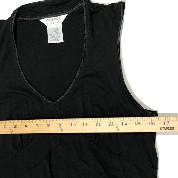 George Stretch Womens Size L Black V-Neck Tank Top - Picture 3 of 7